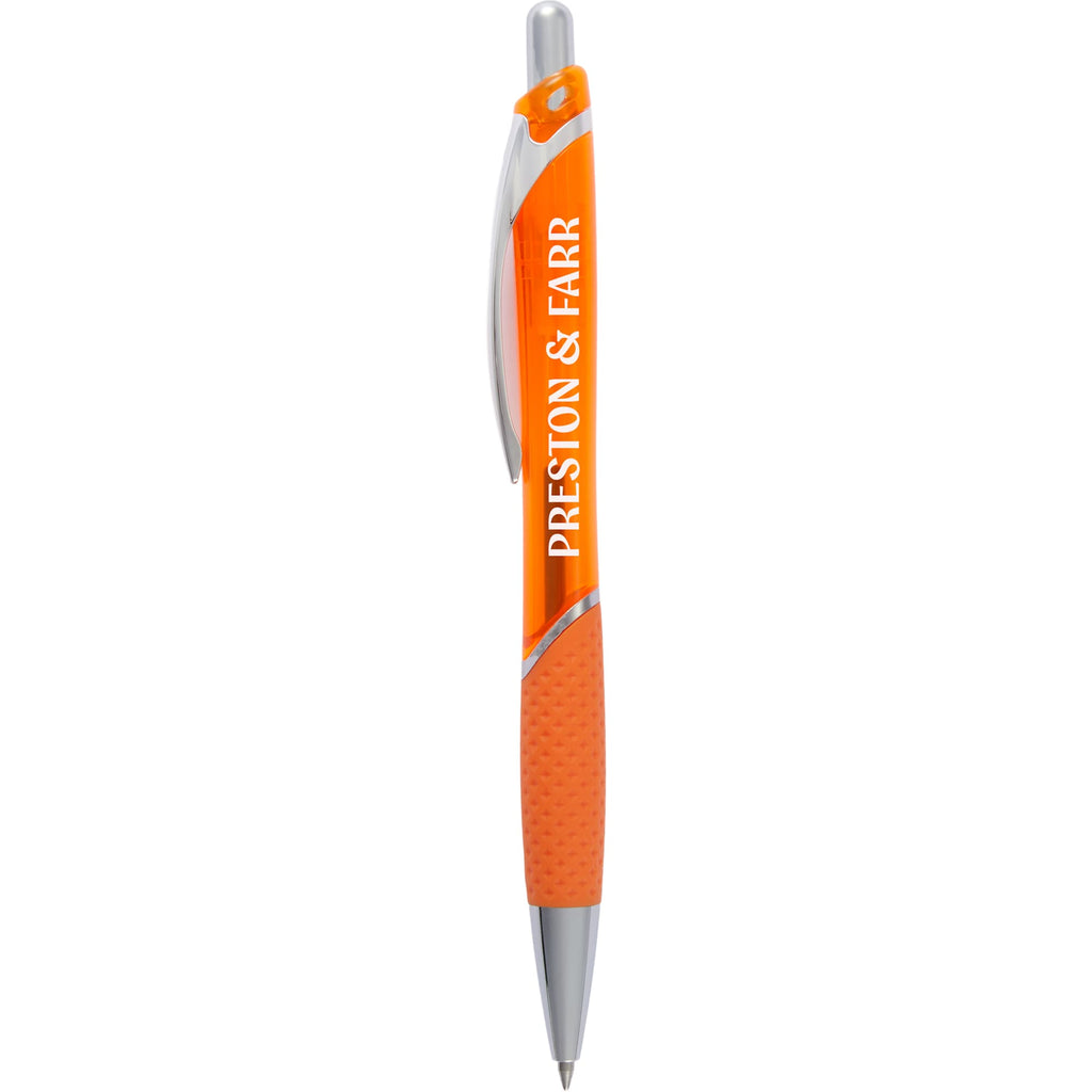 Pivot Translucent Gel Pen in Recycled Plastic Full Color - Orange - Front