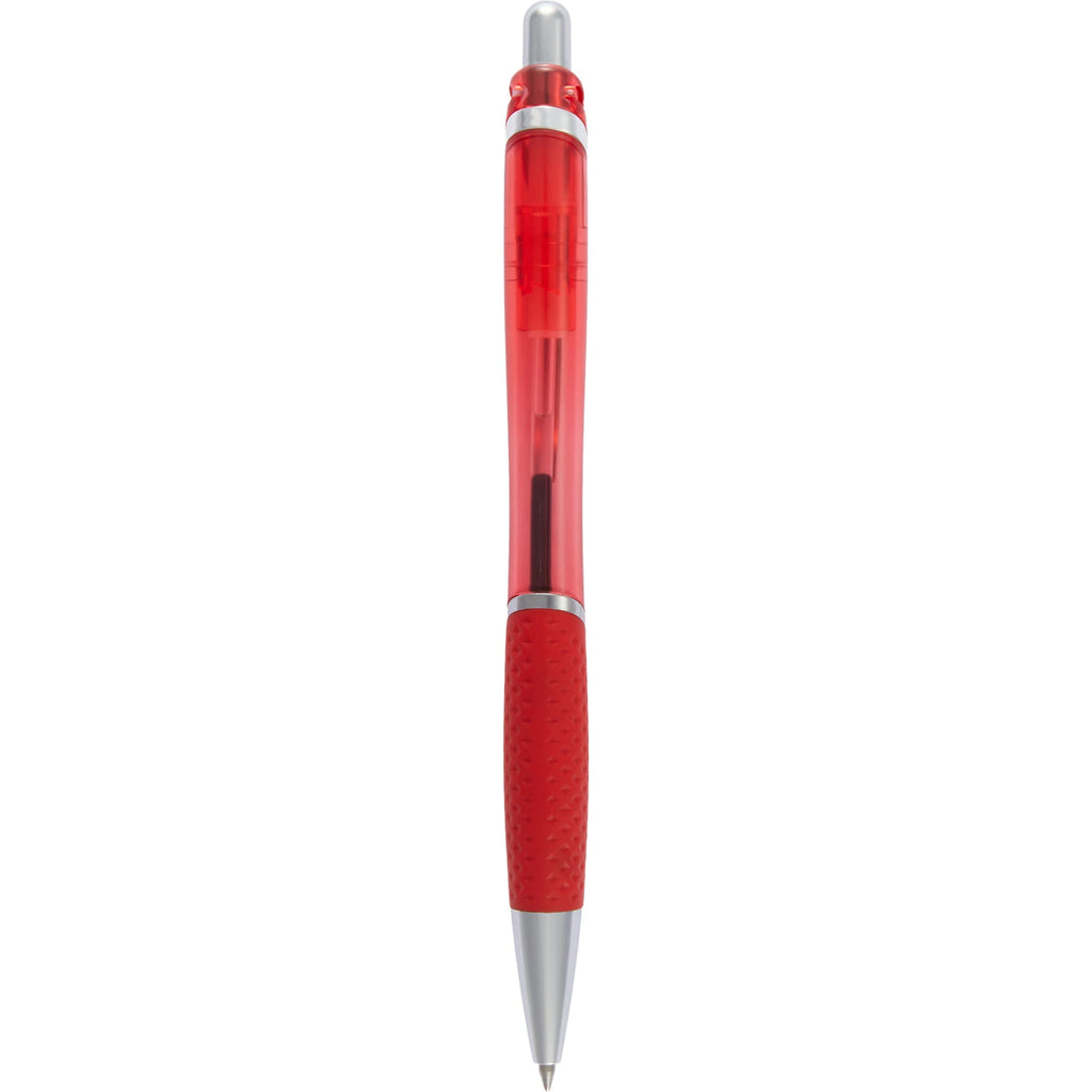 Pivot Translucent Gel Pen in Recycled Plastic Full Color - Red - Back
