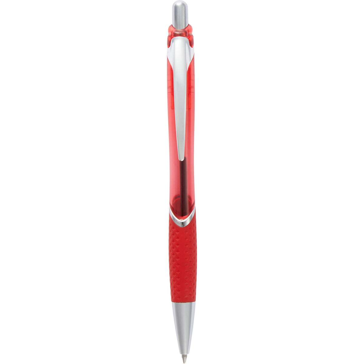 Pivot Translucent Gel Pen in Recycled Plastic Full Color - Red - Clip
