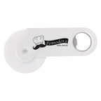 Pizza Cutter and Bottle Opener - White - Silk Screen