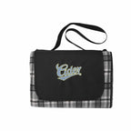 Plaid Picnic Blanket with Waterproof Back, Extra Large Transfer - Black - Front