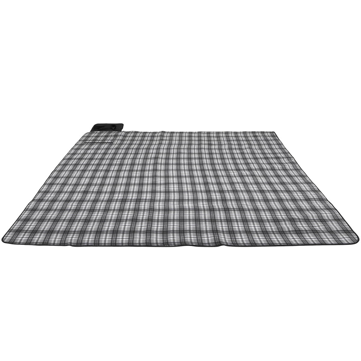 Plaid Picnic Blanket with Waterproof Back, Extra Large Transfer - Black - Photo
