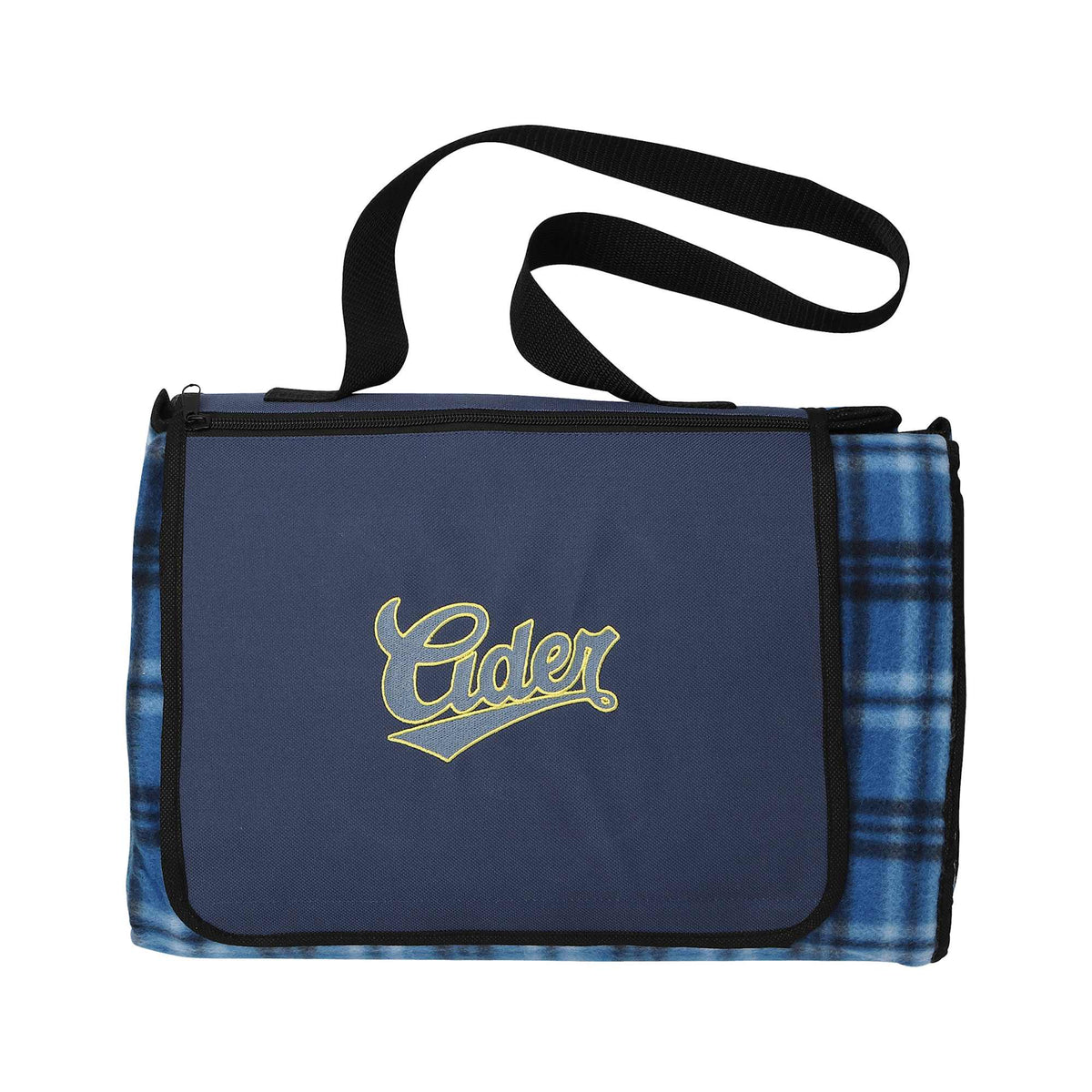 Plaid Picnic Blanket with Waterproof Back, Extra Large Transfer - Blue - Front