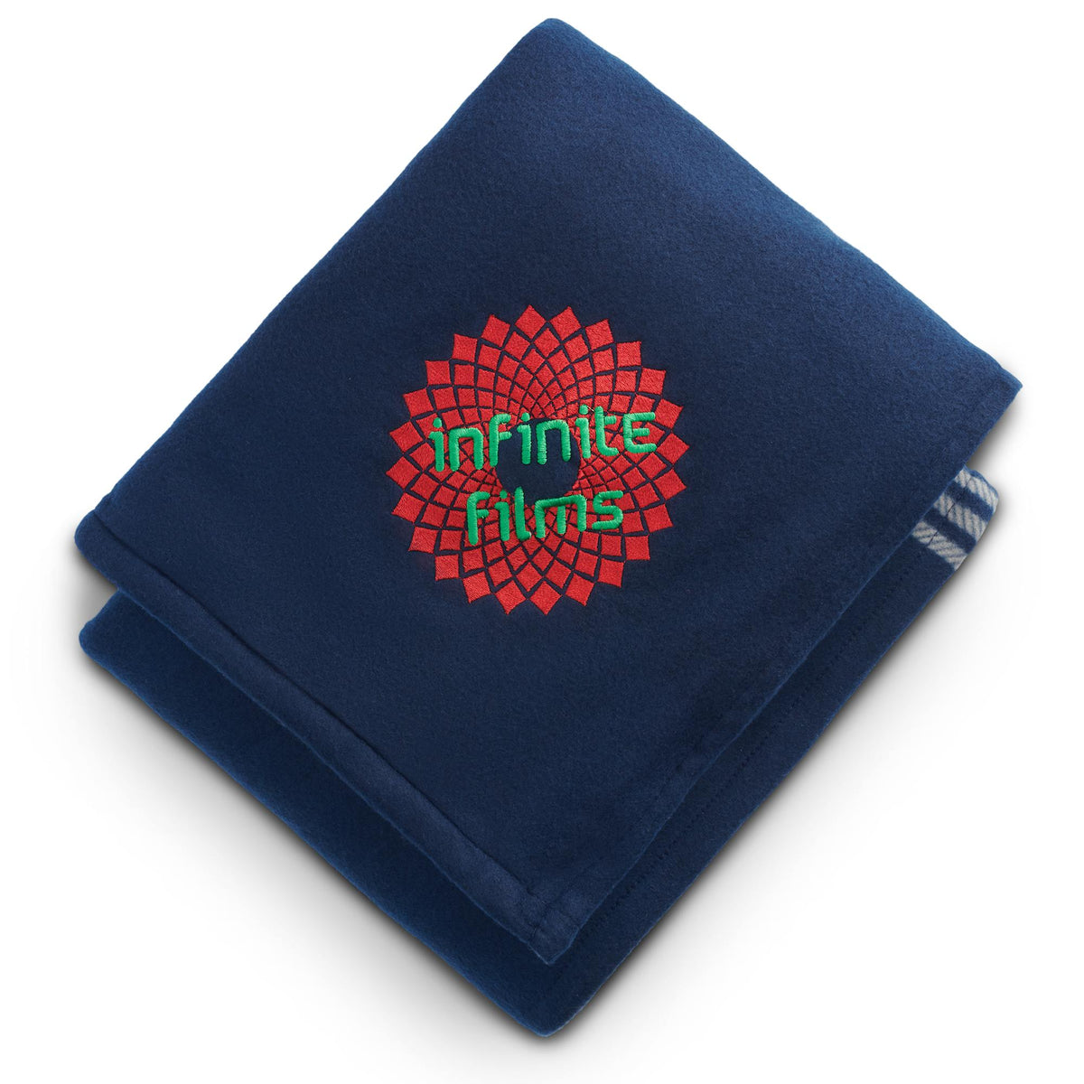Plaid Polar Fleece and Sherpa Blanket, 50 x 60 Inches Embroidery - Blue - Front 3
