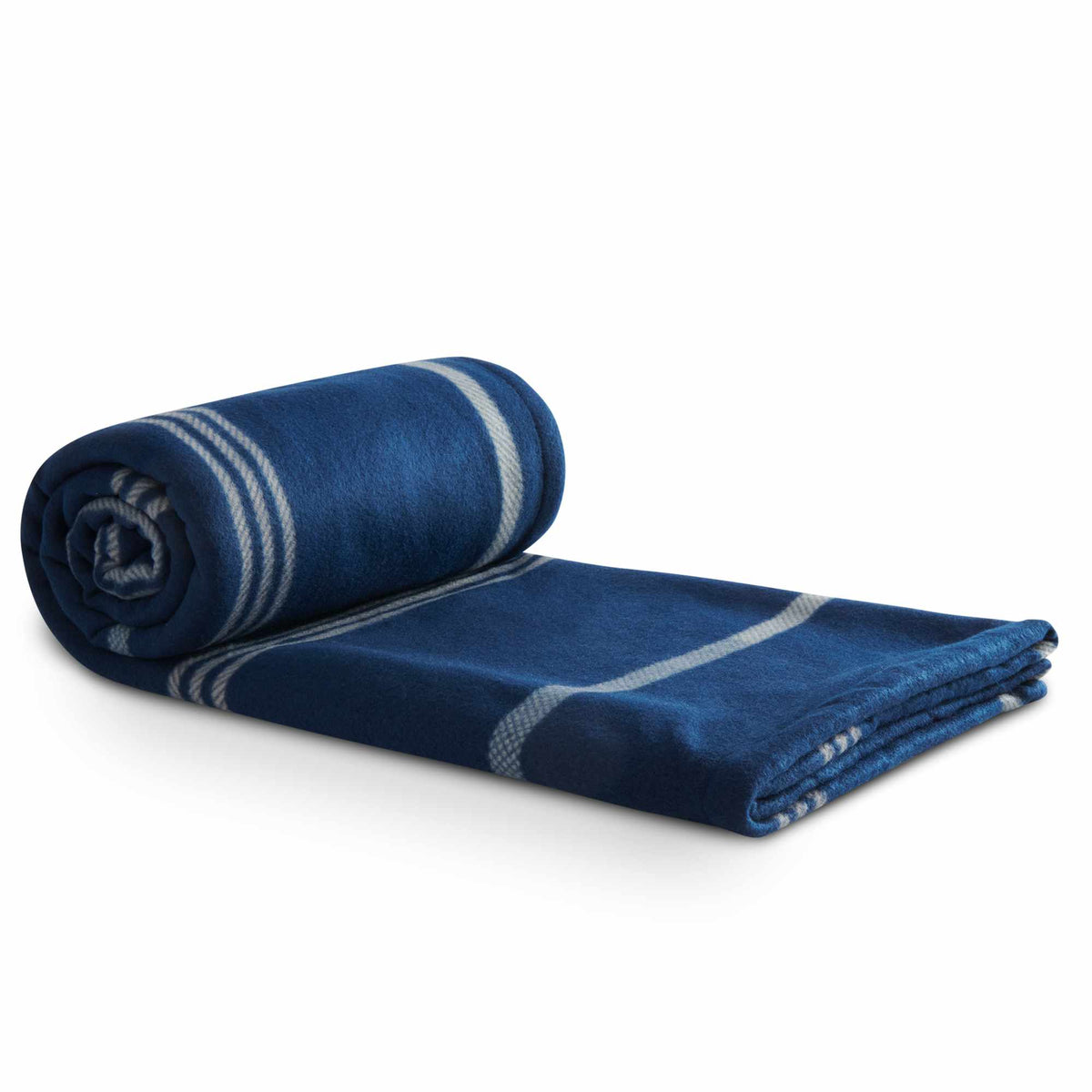 Plaid Polar Fleece and Sherpa Blanket, 50 x 60 Inches Embroidery - Blue - Left Angle