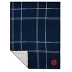 Plaid Polar Fleece and Sherpa Blanket, 50 x 60 Inches Embroidery - Blue - Photo