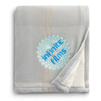 Plaid Polar Fleece and Sherpa Blanket, 50 x 60 Inches Embroidery - Gray - Front 2