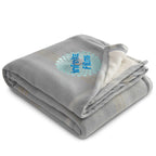 Plaid Polar Fleece and Sherpa Blanket, 50 x 60 Inches Embroidery - Gray - Front