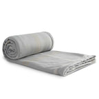 Plaid Polar Fleece and Sherpa Blanket, 50 x 60 Inches Embroidery - Gray - Left Angle
