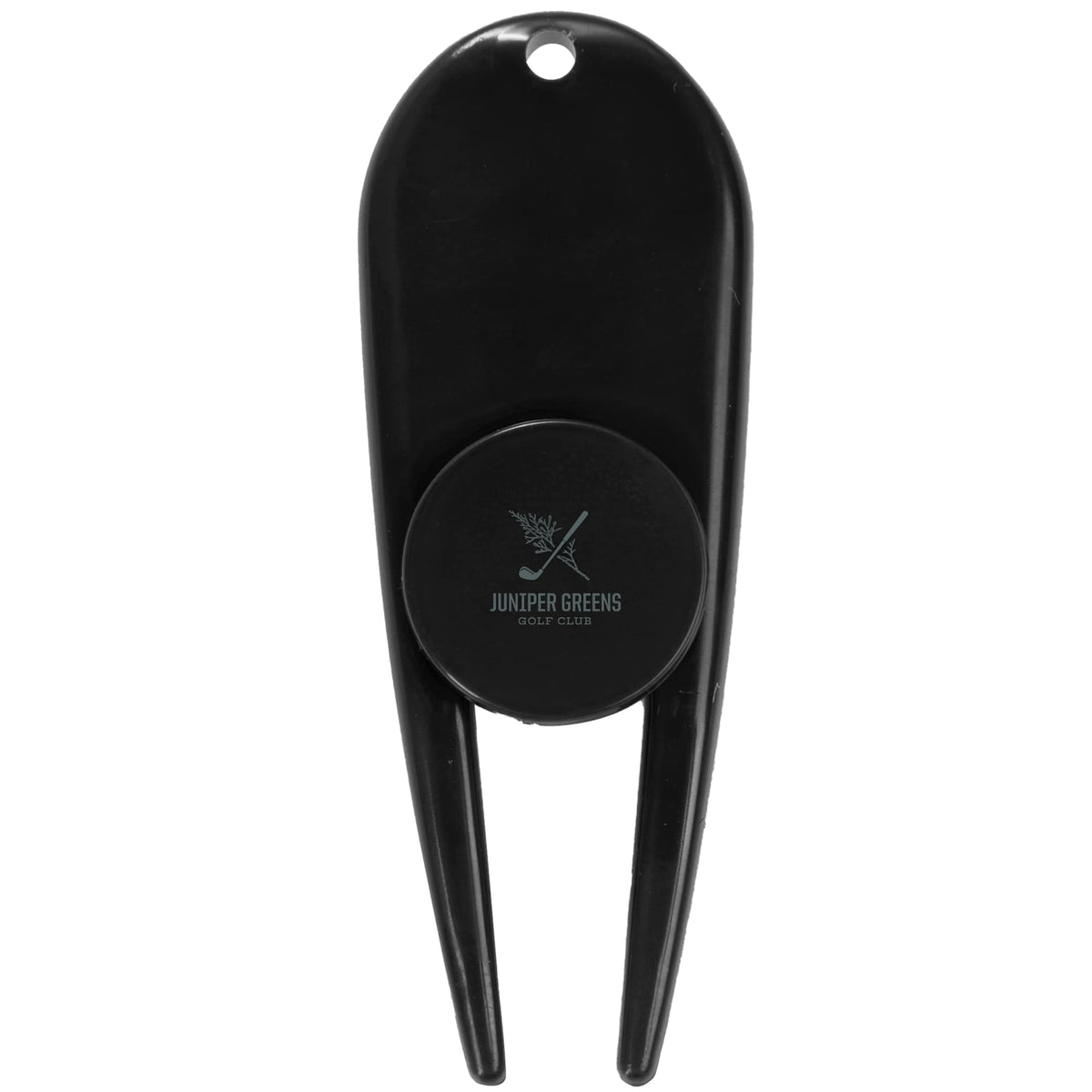 Plastic Divot Repair Tool with Ball Marker - Black - Front