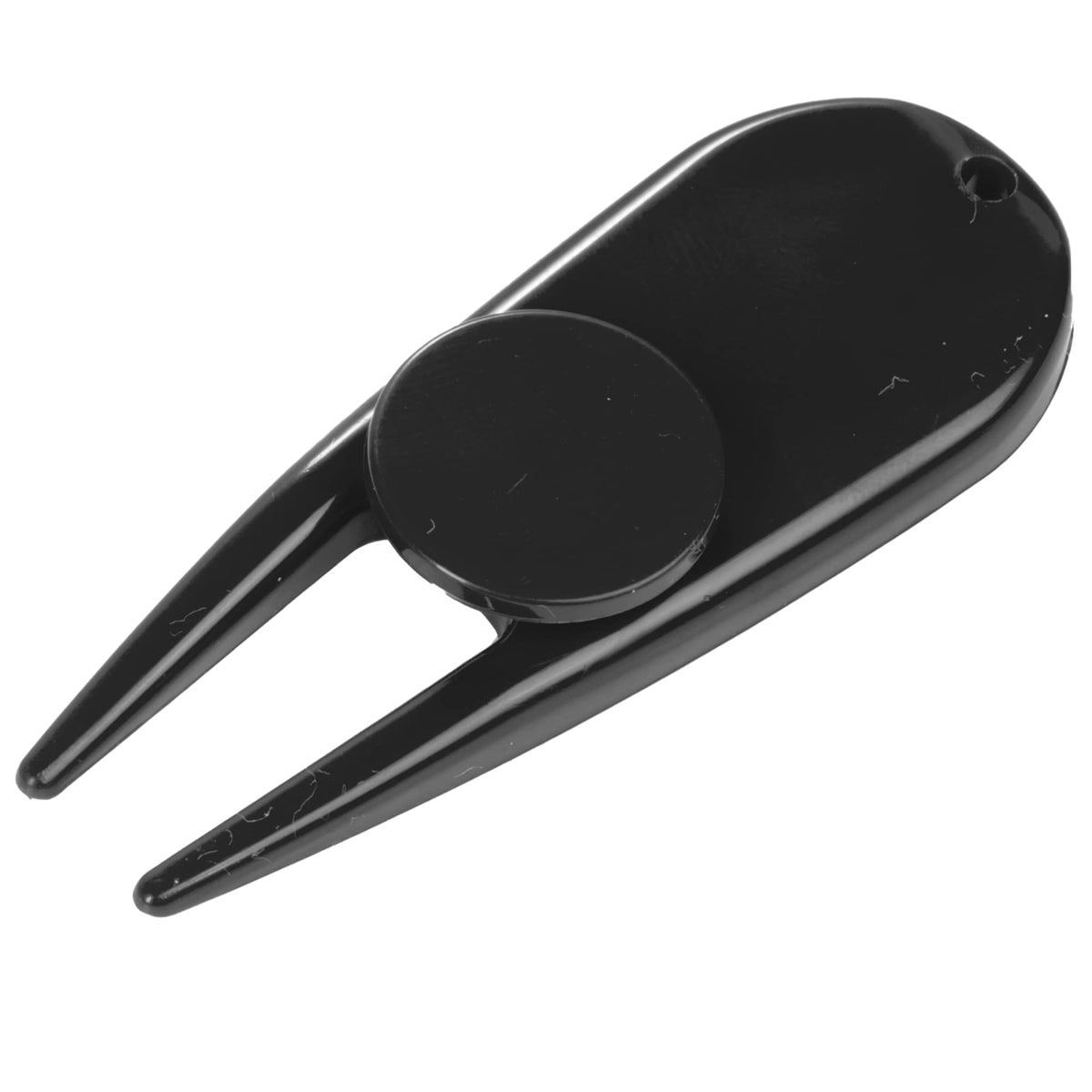 Plastic Divot Repair Tool with Ball Marker - Black - Left Angle