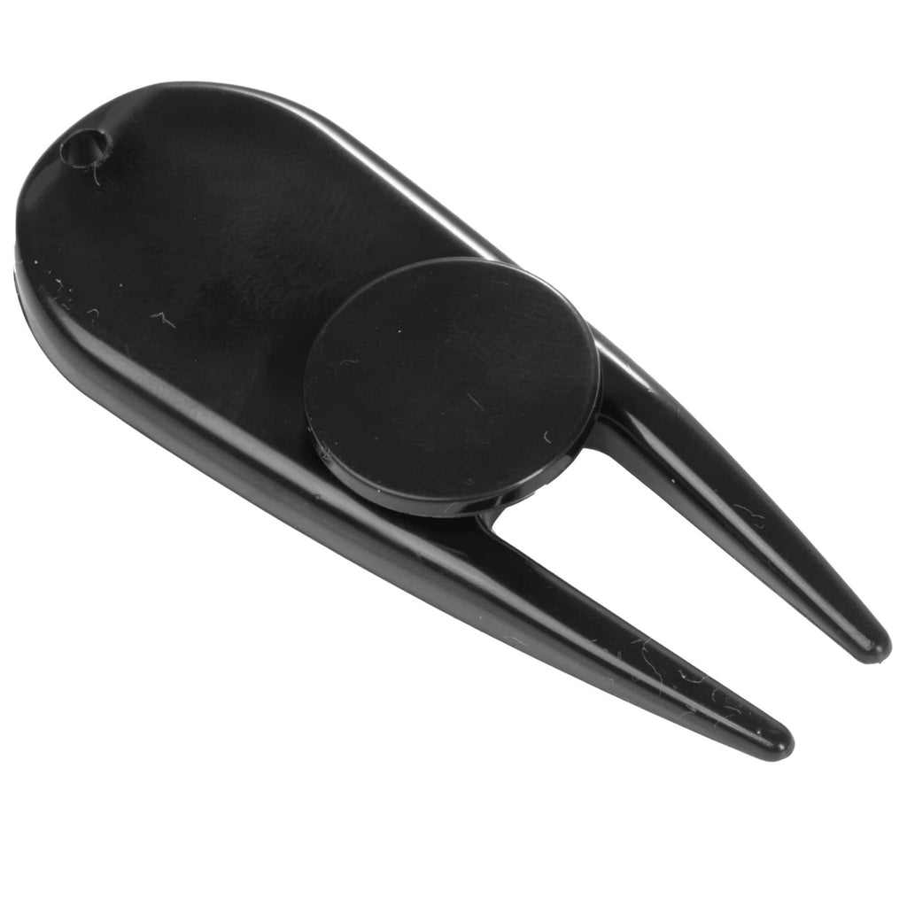 Plastic Divot Repair Tool with Ball Marker - Black - Right Angle