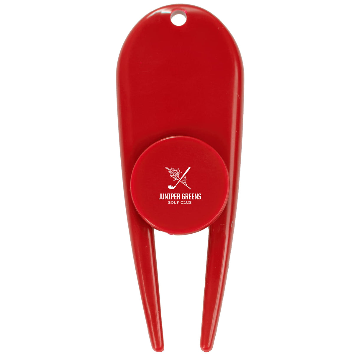 Plastic Divot Repair Tool with Ball Marker - Red - Front