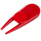Plastic Divot Repair Tool with Ball Marker - Red - Left Angle