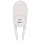 Plastic Divot Repair Tool with Ball Marker - White - Front