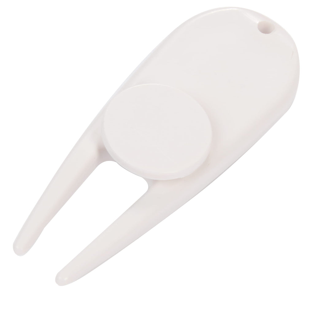 Plastic Divot Repair Tool with Ball Marker - White - Left Angle 2