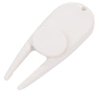 Plastic Divot Repair Tool with Ball Marker - White - Left Angle 2