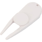 Plastic Divot Repair Tool with Ball Marker - White - Left Angle