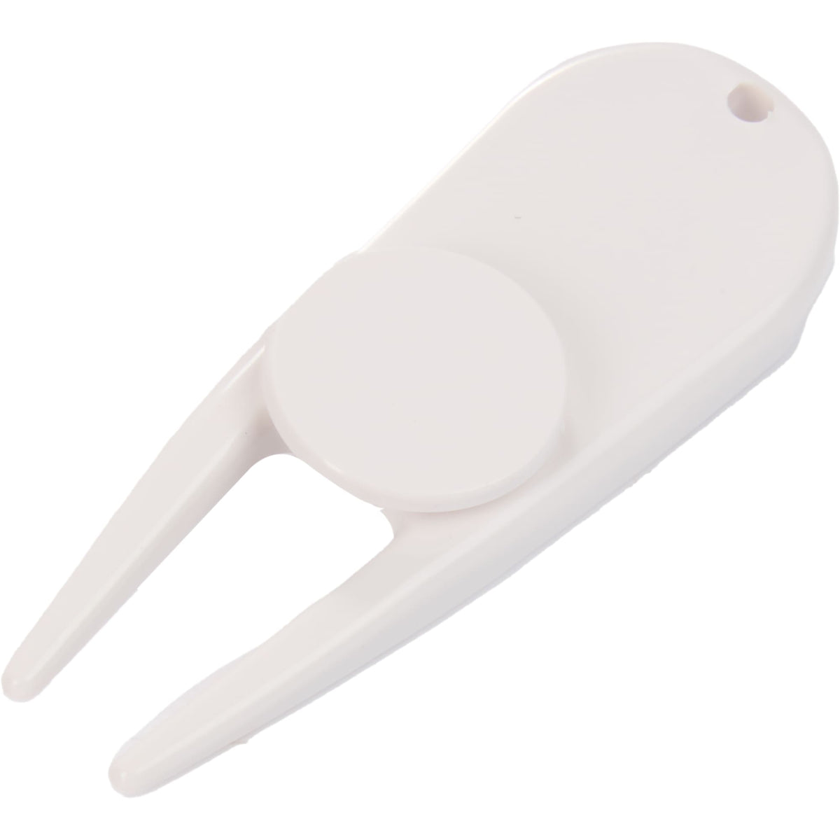 Plastic Divot Repair Tool with Ball Marker - White - Left Angle