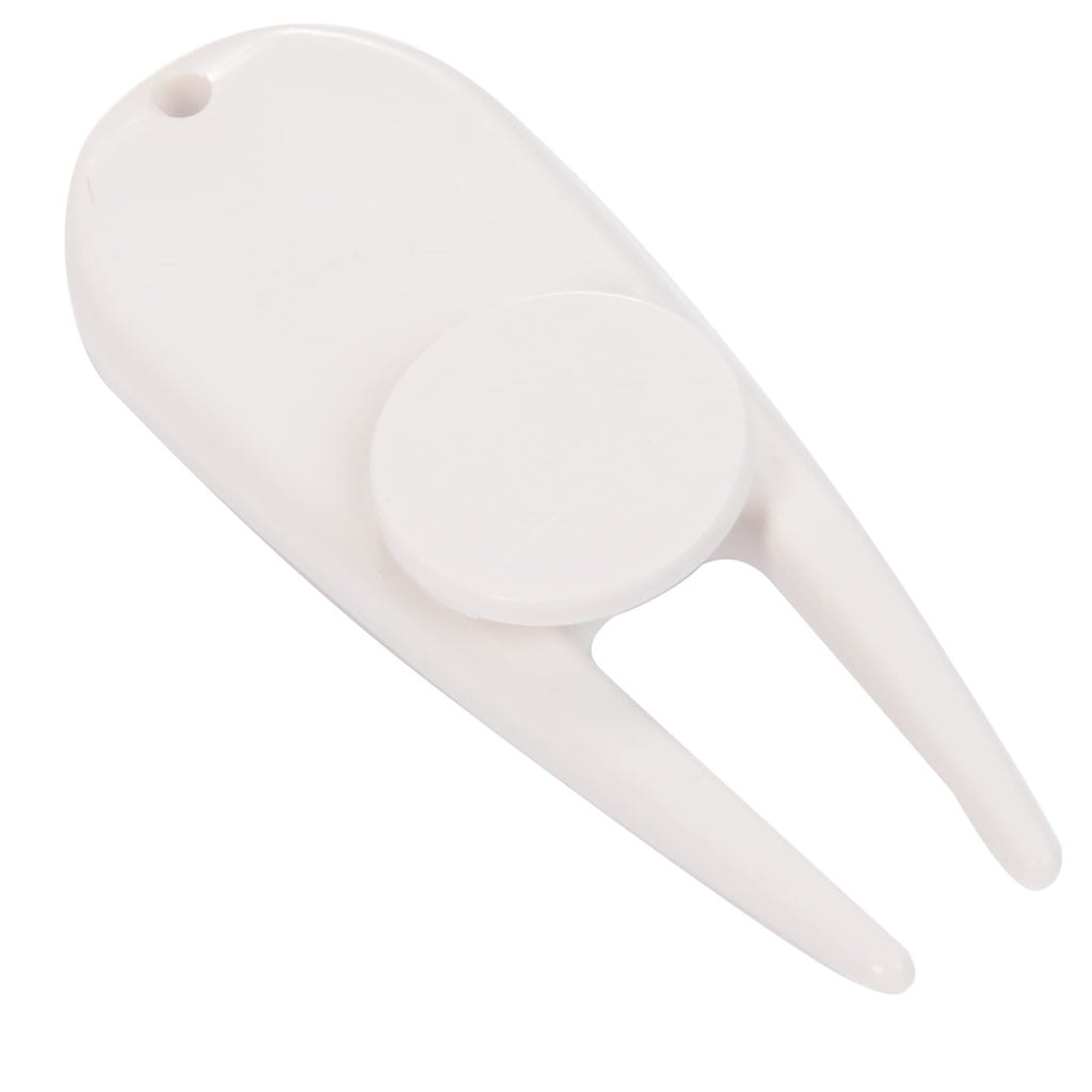 Plastic Divot Repair Tool with Ball Marker - White - Right Angle