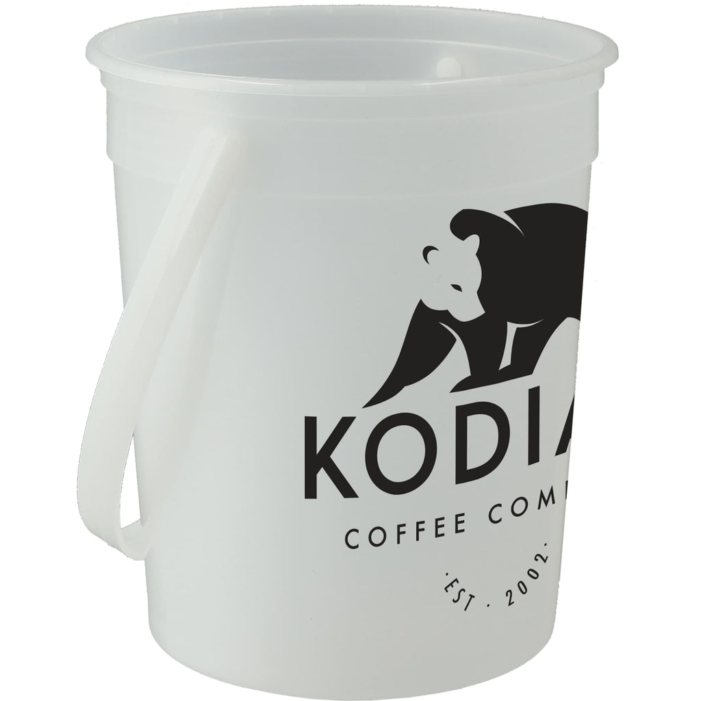 Plastic Pail with Handle, 32 oz - Clear - Right Angle