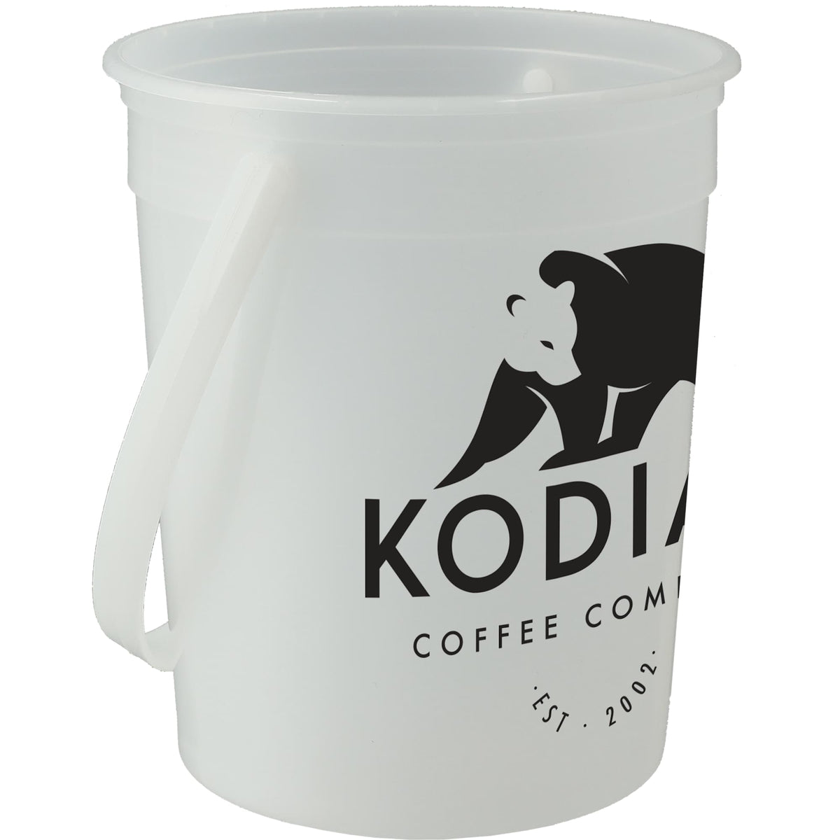 Plastic Pail with Handle, 32 oz - Clear - Right Angle