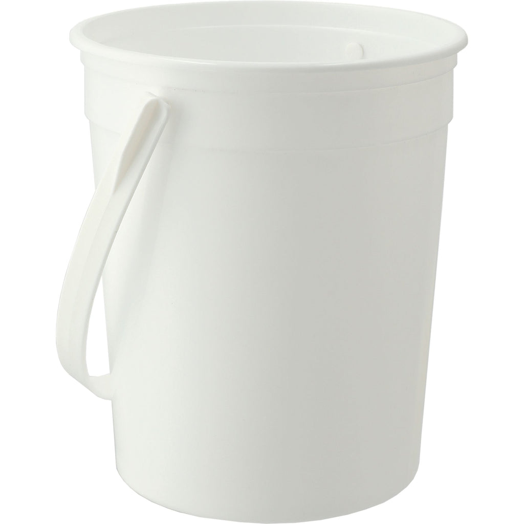 Plastic Pail with Handle, 32 oz - White - Right Angle 2