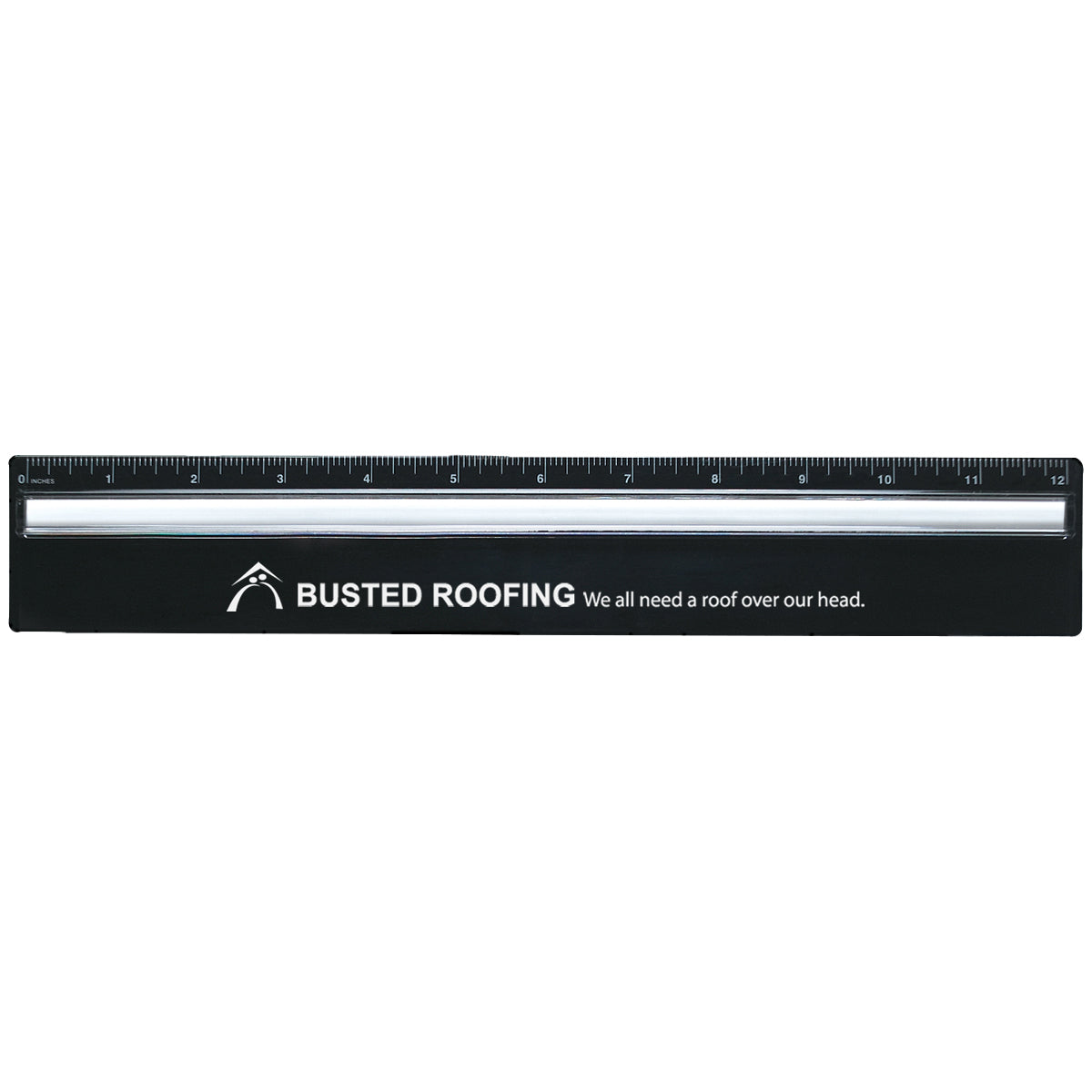Plastic Ruler with Magnifying Glass, 12 Inch - Black - Pad Print