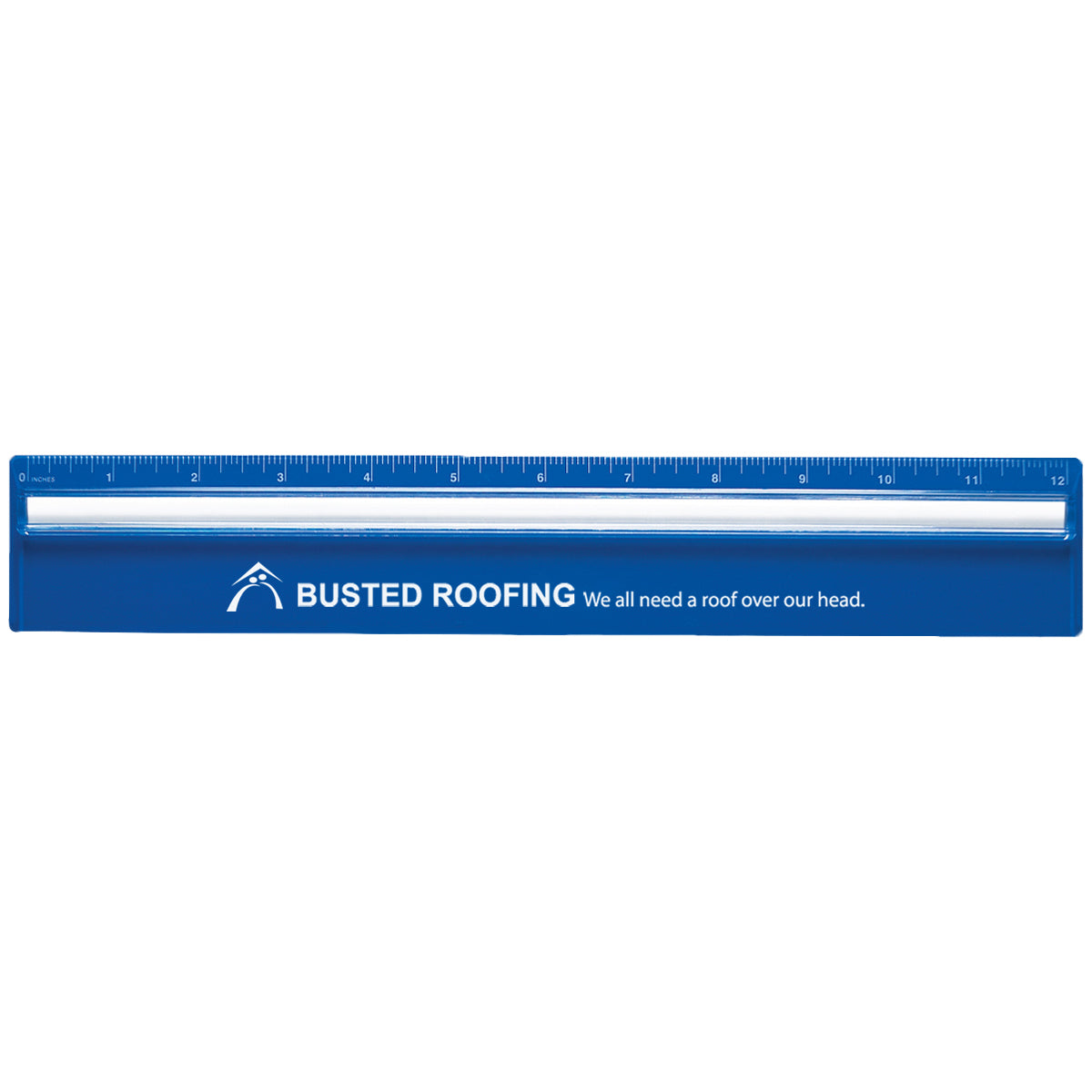 Plastic Ruler with Magnifying Glass, 12 Inch - Blue - Pad Print