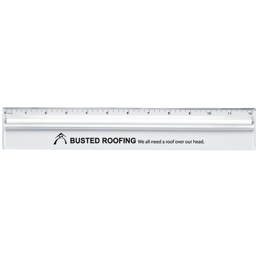 Plastic Ruler with Magnifying Glass, 12 Inch - Clear - Pad Print