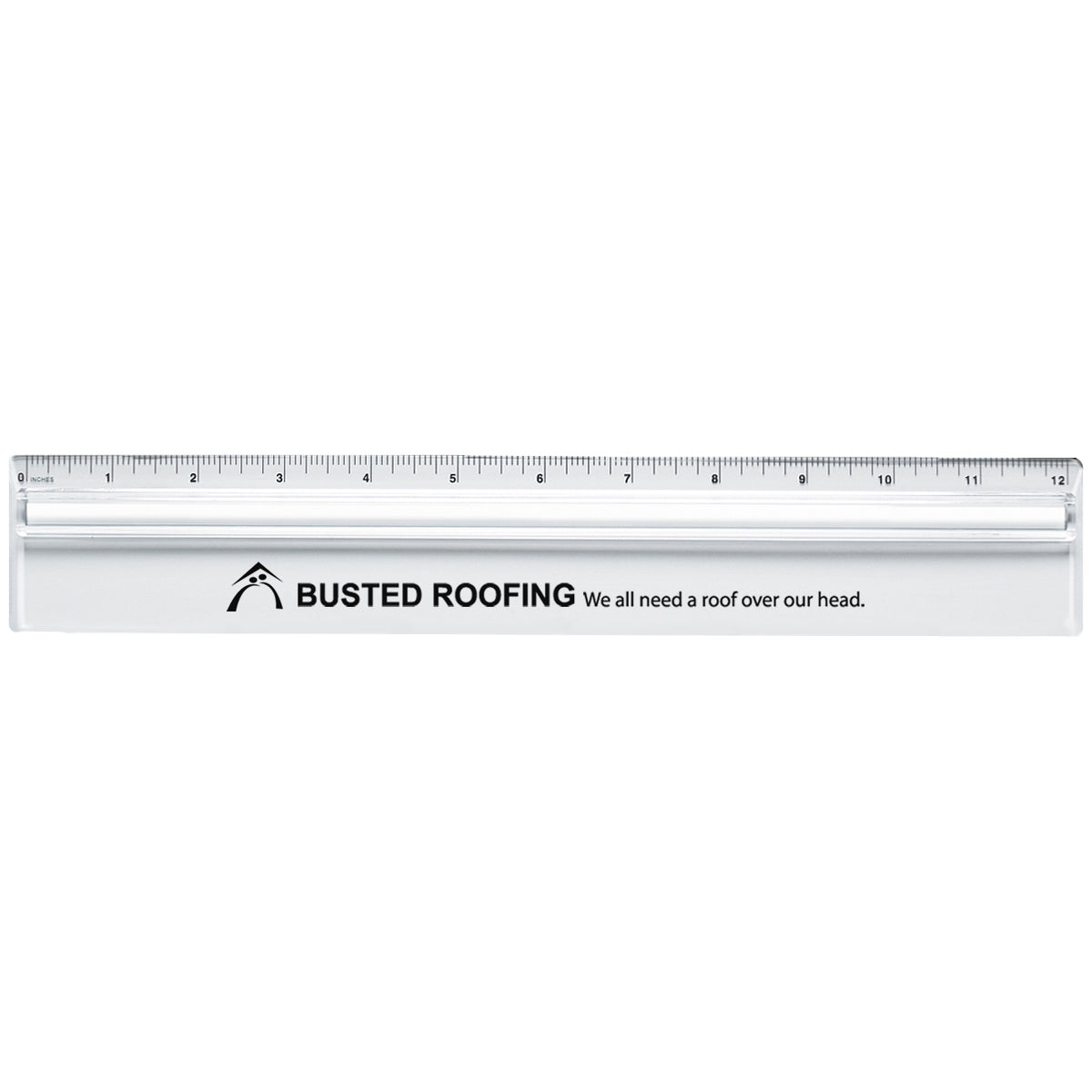 Plastic Ruler with Magnifying Glass, 12 Inch - Clear - Pad Print