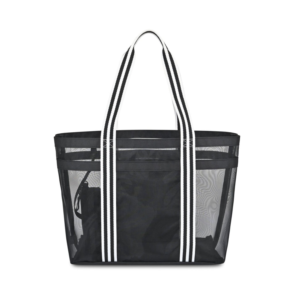 Playa Mesh Beach Tote with Clutch Pouch Embroidery - Black - View 3