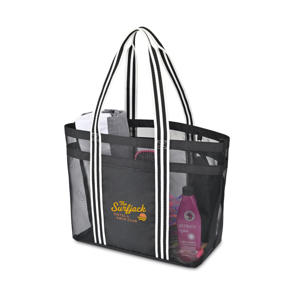 Playa Mesh Beach Tote with Clutch Pouch Transfer - Black - View 2
