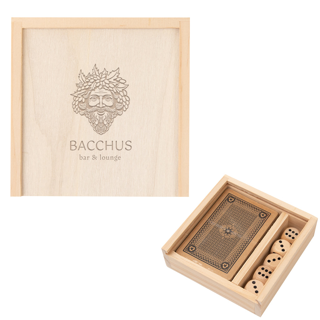 Playing Card and Dice Set - Natural - Laser