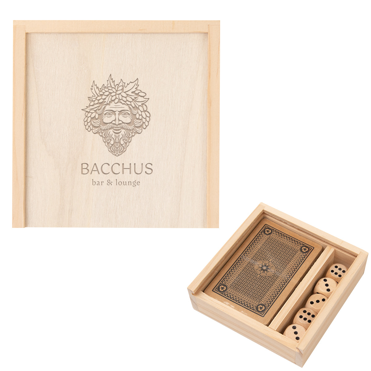 Playing Card and Dice Set - Natural - Laser