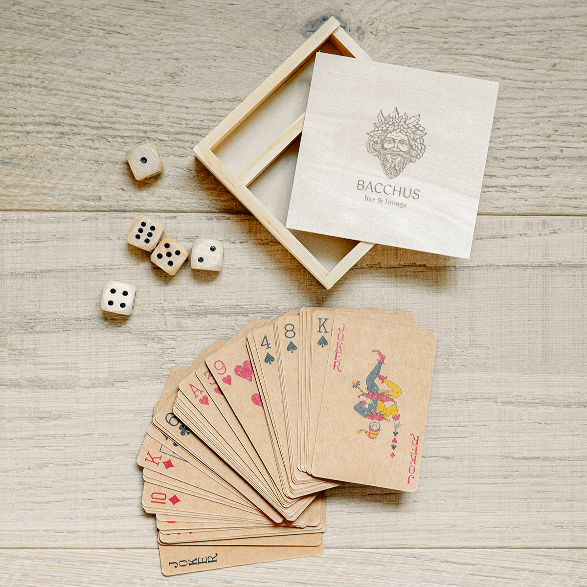 Playing Card and Dice Set - Natural - Lifestyle_Laser