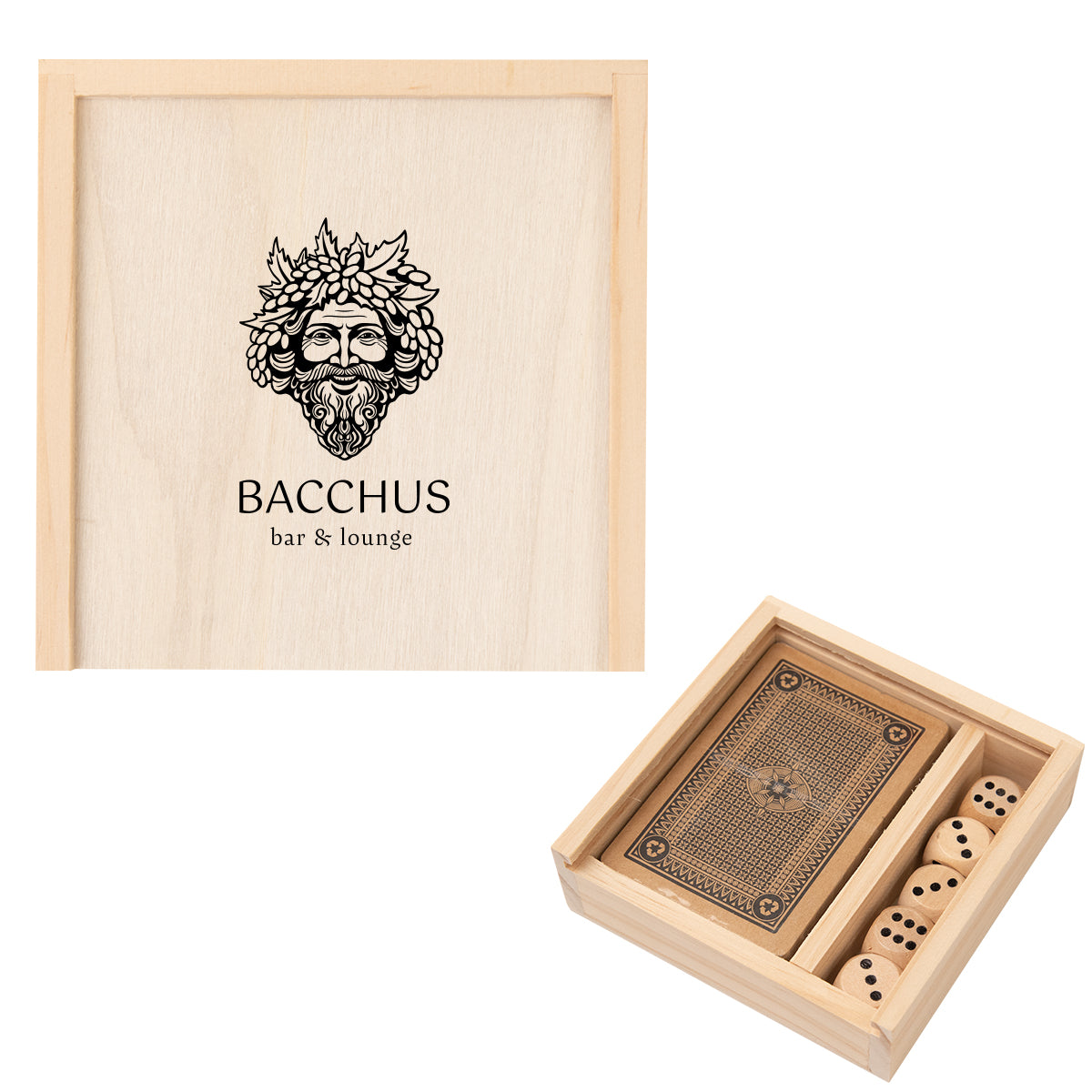 Playing Card and Dice Set - Natural - Pad Print
