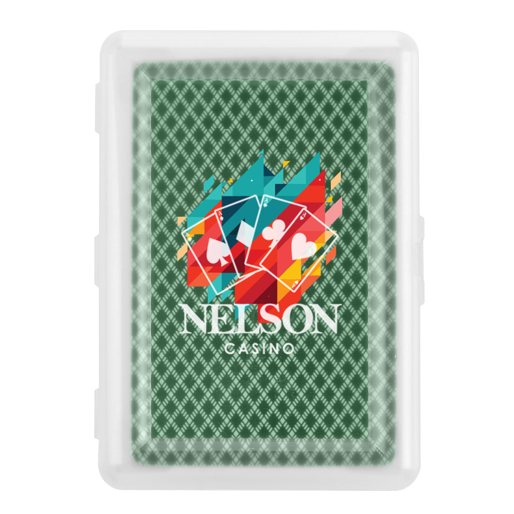 Playing Cards in a Case - Green - Full Color