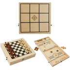 Playstyle Wooden Game Set, 4 in 1 Laser Engraving - Natural - Default