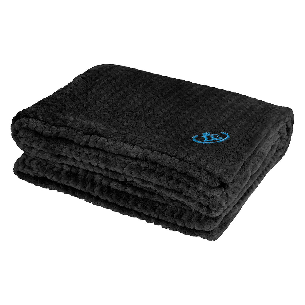 Plush Blanket, Cozy - Black - Embroidery