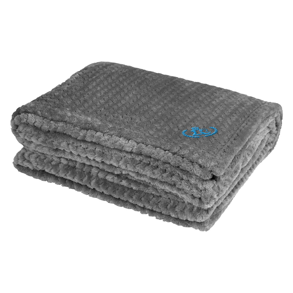 Plush Blanket, Cozy - Gray - Embroidery