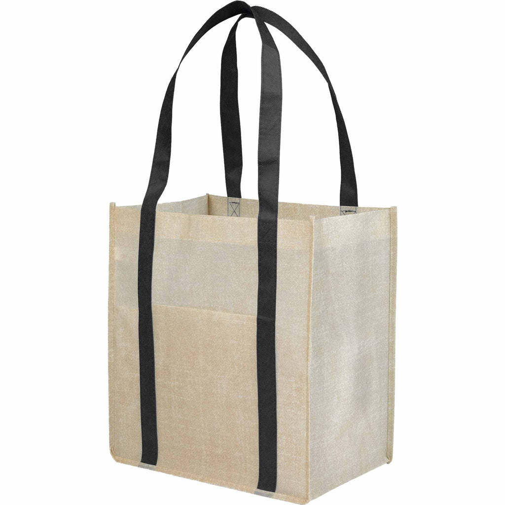Pluto Recycled Grocery Tote, Small Full Color - Black - Left Angle
