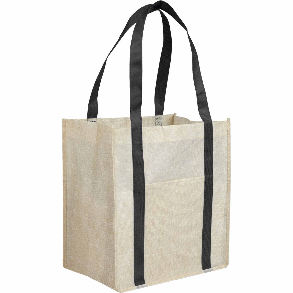 Pluto Recycled Grocery Tote, Small Full Color - Black - Right Angle
