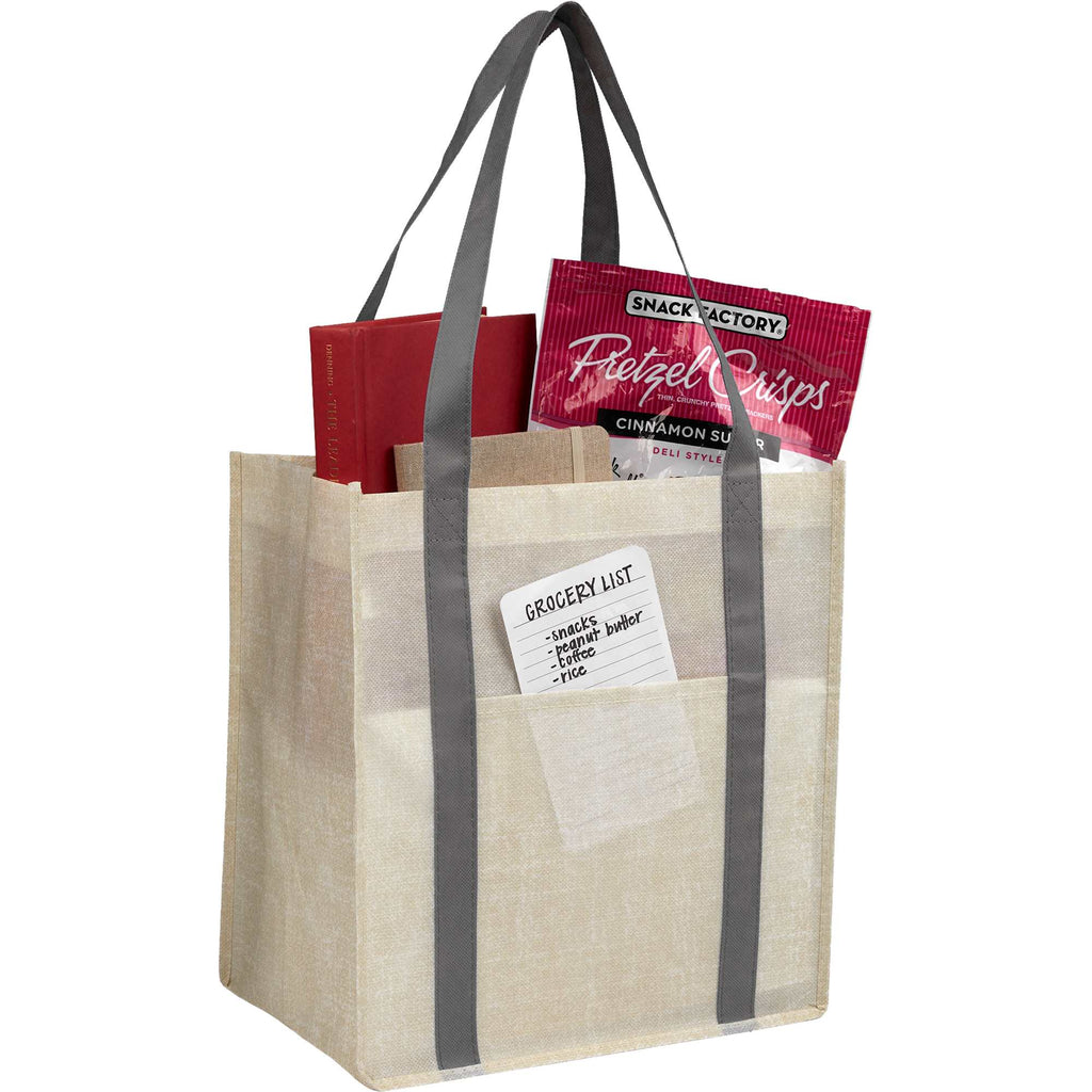 Pluto Recycled Grocery Tote, Small Full Color - Gray - Propped