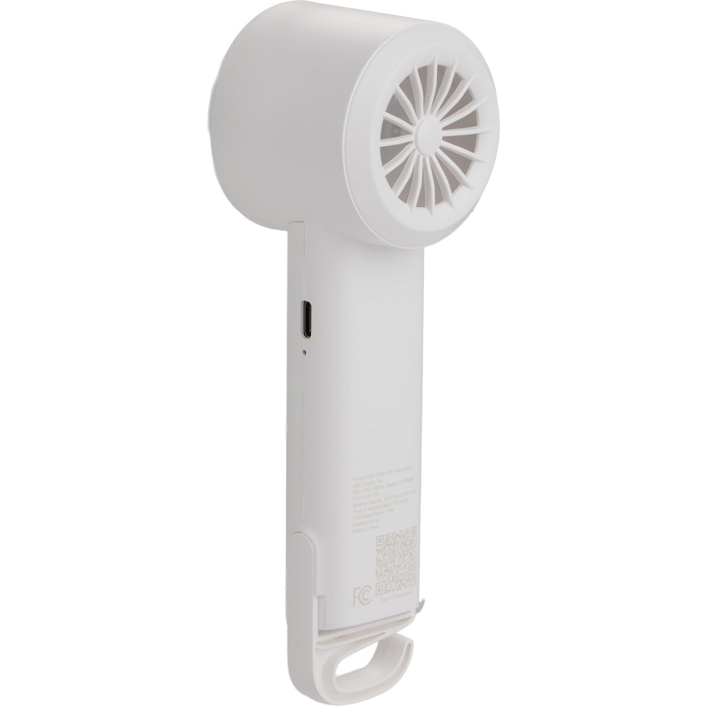 Pocket Chill Cooling Fan and Power Bank, 2,000 mAh - White - Back Right Angle