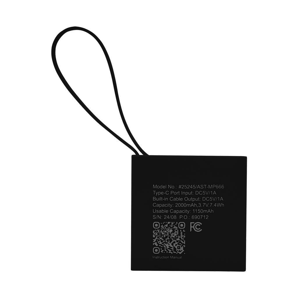 Pocket Size Power Bank in Recycled ABS - Black - Back