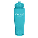Poly-Clean Plastic Bottle, 28 oz - Aqua - Silk Screen