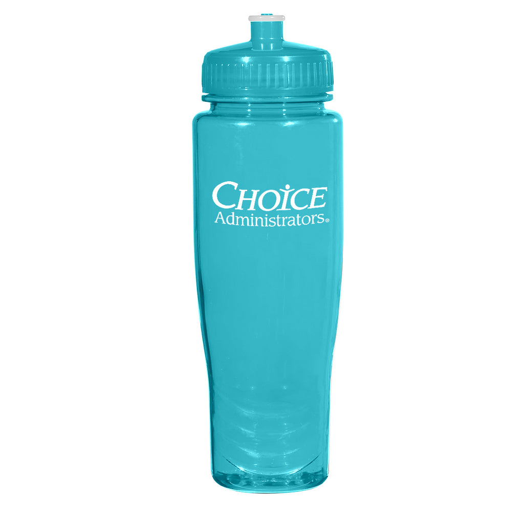 Poly-Clean Plastic Bottle, 28 oz - Aqua - Silk Screen