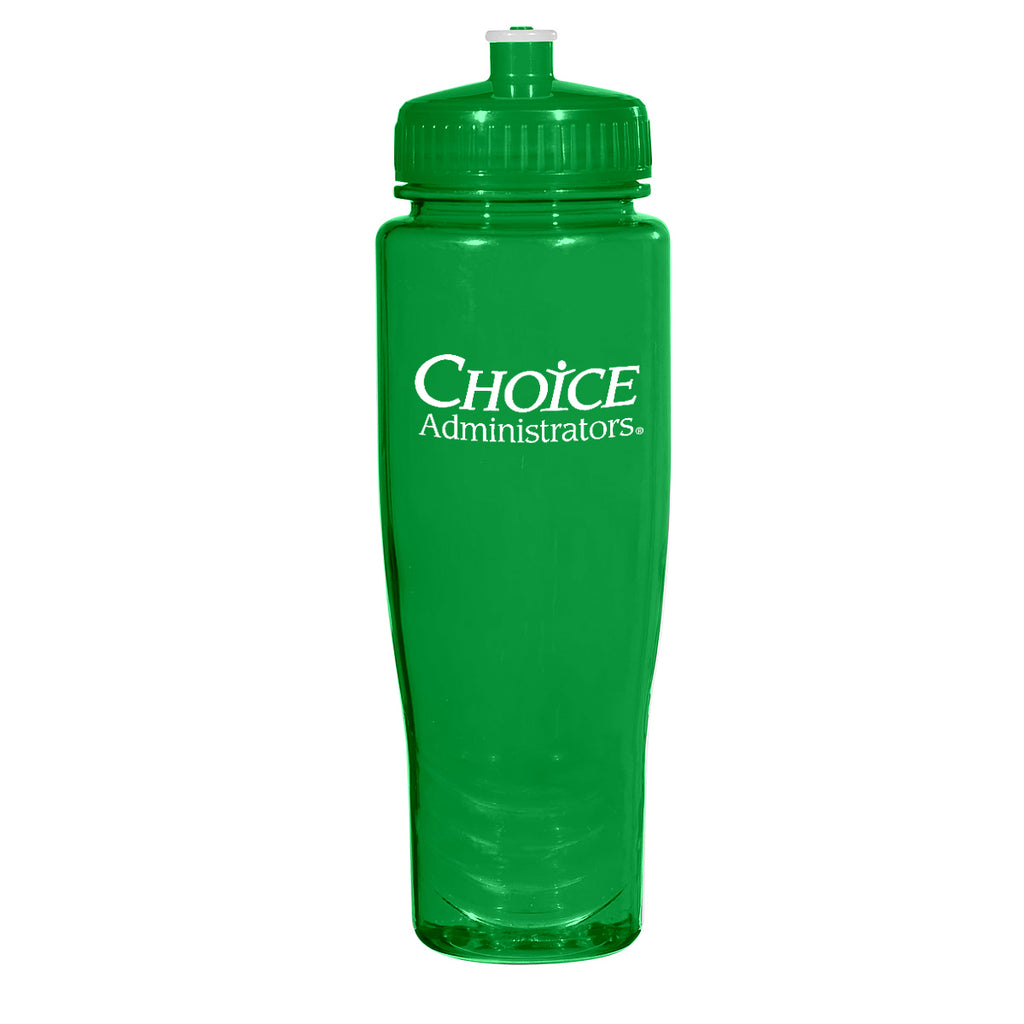 Poly-Clean Plastic Bottle, 28 oz - Green - Silk Screen