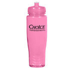 Poly-Clean Plastic Bottle, 28 oz - Pink - Silk Screen